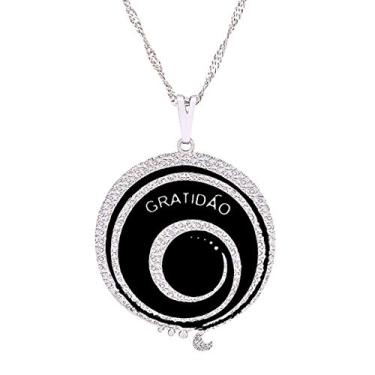 Imagem de Colar Símbolo Gratidão 29mm com Resina - Sunshine Cristais Cor:Prata