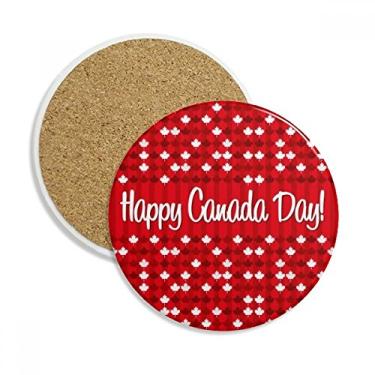 Imagem de Caneca de porta-copos Happy Canadian Day Coaster Cup Caneca de mesa Pedra absorvente de proteção de mesa