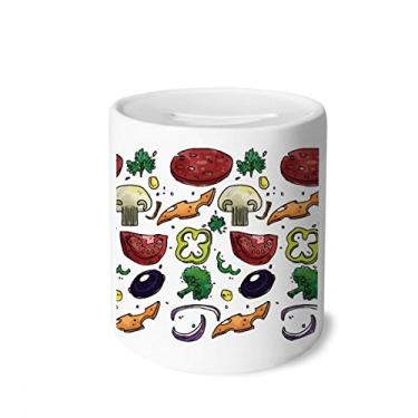 Imagem de DIYthinker Pizza Tomate Foods Peppers Cebola Dinheiro Caixa de Cerâmica Porta-Moedas Presente