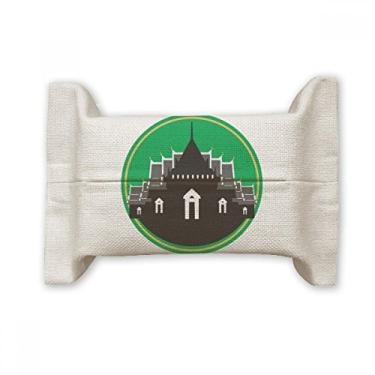 Imagem de Thailand Made in Thailand Temple Shield Capa de papel para lenços faciais Bolsa de linho de algodão