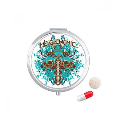 Imagem de Caixa de comprimidos Graffiti Street Blue Black Skull com compartimento para armazenamento de remédios