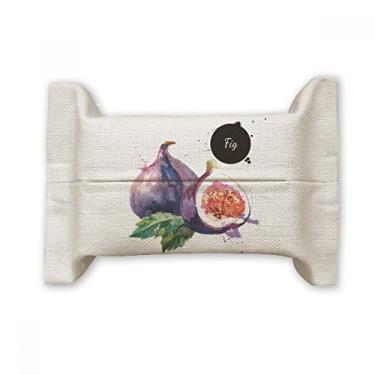 Imagem de Fig Fruit Tasty Healthy Watercolor Suporte de capa de papel para lenços faciais Saco de linho de algodão