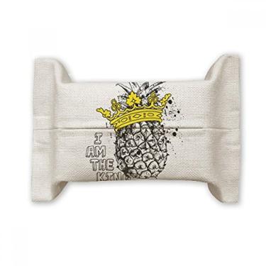 Imagem de Bolsa de linho de algodão com suporte de cobertura de papel para lenços faciais para desenho de frutas e rei