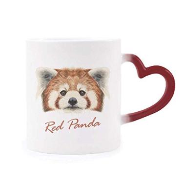 Imagem de Caneca de grés vermelha Panda Animal sensível ao calor cor vermelha muda de cor