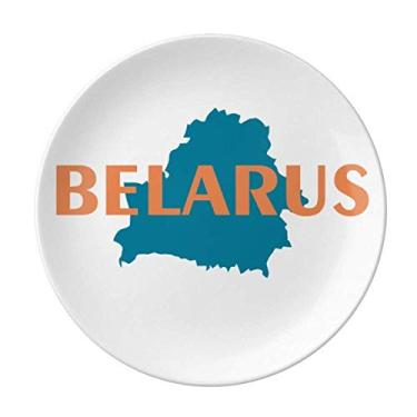 Imagem de Bielorrússia Prato de porcelana decorativa Salver Prato de jantar com mapa europeu