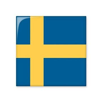 Imagem de Bandeira nacional da Suécia, Europa, azulejo de cerâmica brilhante, decalque de tijolos esmaltados