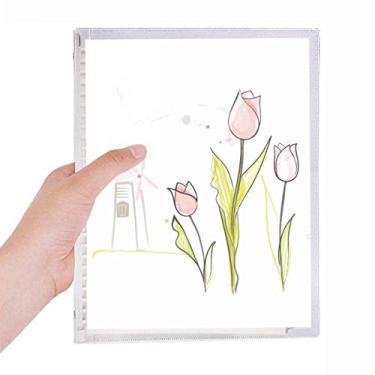 Imagem de Windmill Tulipa House Caderno de flores vegetarianas Folhas soltas Diário Recarregável Diário Papelaria