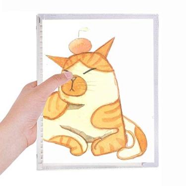 Imagem de Caderno de folhas soltas com pintura em aquarela e gato laranja Miaoji