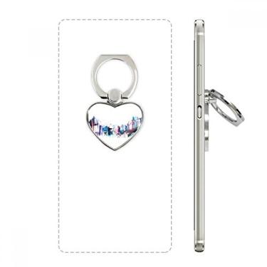 Imagem de Suporte de anel de telefone em aquarela com arranha-céus moderno com suporte universal