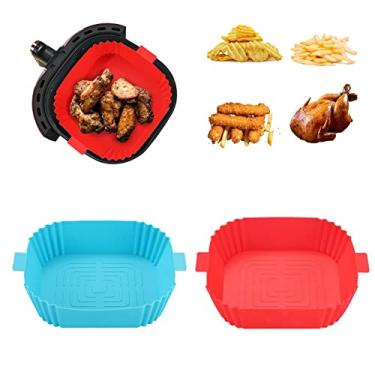 Imagem de Sttargxing Pote de silicone para fritadeira a ar, forros reutilizáveis de 17 cm para fritadeira a ar, acessórios de rack de fritadeira a ar, forro de silicone para substituição do forro de pergaminho de papel cesta de fritadeira a ar serve para fritadeira a ar