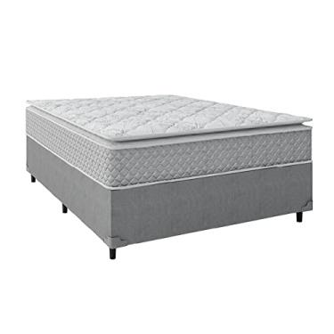 Imagem de Cama Box Casal Colchão Molas Ensacadas Pillow Top Perfect 138x188x71cm Cinza/branco Umaflex - Suporta até 120kg por Pessoa