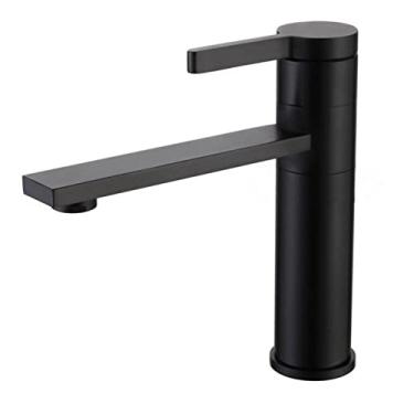 Imagem de Torneira para lavatório Torneira para pia Torneira de latão maciço Torneira de água em cascata Ouro escovado ou preto fosco Torneira misturadora para lavatório, baixo D