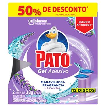 Imagem de Pato Desodorizador Sanitário Gel Adesivo 2 Refis Lavanda, Limpeza Banheiro, 12 Discos