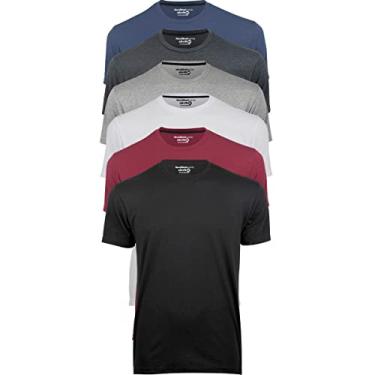 Imagem de Kit 6 Camisetas Masculinas Slim Fit Básicas Algodão Premium (XG, Branco, Preto, Cinza, Chumbo, Azul, Bordô)