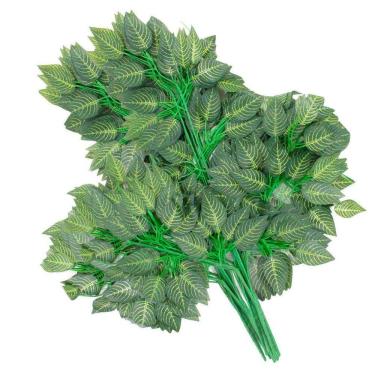 Imagem de 12 Ramos Decoração Arranjo Ficus Artificial Planta Plástico 14 Galhos Cada 61cm