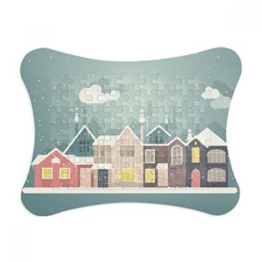 Imagem de Moldura de quebra-cabeça com ilustração de festival de casa de Natal enfeite de quebra-cabeça