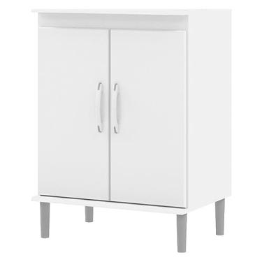 Imagem de Gabinete Balcão Para Cozinha 2 Portas Forno Microondas Multiuso Organizador Armário Branco