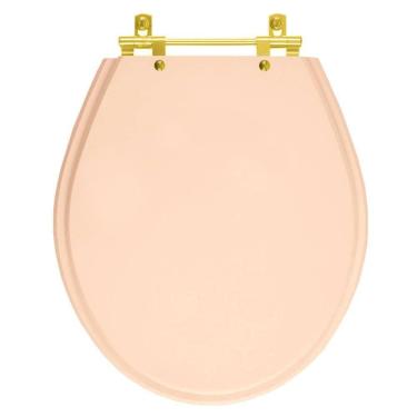 Imagem de Tampa de Vaso Ravena Rosa Floral para bacia Deca Com Ferragem Dourada