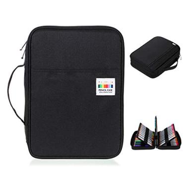 Imagem de BTSKY Estojo de lápis de cor com 220 compartimentos organizador de lápis e caneta portátil - suporte multicamadas para lápis de cor e caneta de gel Prismacolor Crayola (preto)