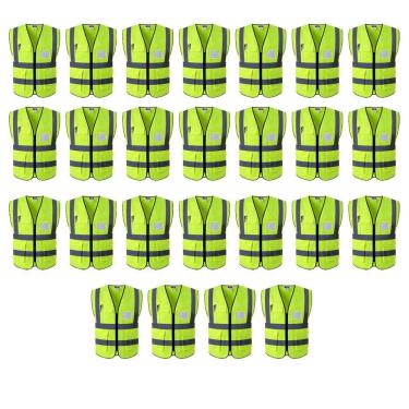 Imagem de Colete Faixa Sinalizador Refletivo EPI Kit 25 Unidades Segurança Trabalho Blusao Fluorescente Obra Sinalizaçao Estrada