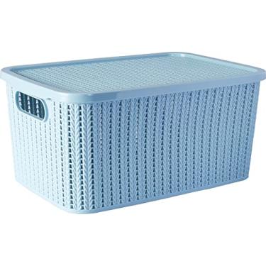 Imagem de Caixa com Tampa Trama Plasútil Azul 14 L