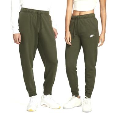 Imagem de Nike Sportswear Club Calça de moletom feminina de cintura média, Carga cáqui/branco, M