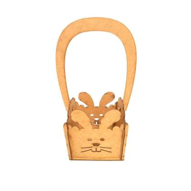 Imagem de Cesta mdf com alça coelho Páscoa 15Lx15Cx36A cm PASC031