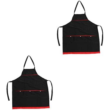 Imagem de OUNONA 2 Unidades avental corte cozinha macacão de moda feminina top cropped preto suprimentos de barbeiro toalhinha de salão Imprimível roupas de trabalho liberar Trabalhos