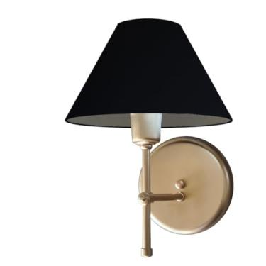 Imagem de Linda Arandela de Parede estilo moderno em T com Cúpula De Algodão - Ideal para Cabeceira de cama, Corredor (Dourado - Preto)