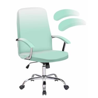 Imagem de Savannan Capa para cadeira de escritório, design ombré, verde, ajuste elástico, capa para cadeira de mesa de computador, capas elásticas removíveis para cadeira de escritório, 1 peça, média com capa
