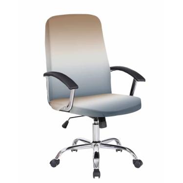 Imagem de Savannan Capa para cadeira de escritório, marrom degradê, cinza degradê, capa elástica para cadeira de computador, capa removível para cadeira de escritório, 1 peça, grande