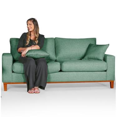 Imagem de Sofá Living 3 lugares em Linho Essencial Estofados (Verde, 3 Lugares)