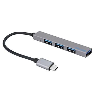 Imagem de Expansor de hub USB tipo C para 4 USB fino, mini portátil, 4 portas, USB 2.0, interface de alimentação USB, laptop, tablet, computação