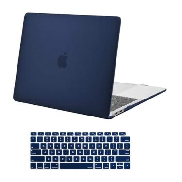 Imagem de MOSISO Compatível com MacBook Air 13 polegadas 2022 2021 2020 2019 2018 versão A2337 M1 A2179 A1932 Touch ID, capa rígida de plástico e capa de teclado para MacBook Air 13,3 polegadas, azul marinho