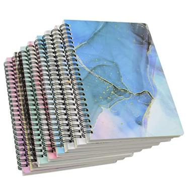 Imagem de Caderno em espiral, 8 peças de design de mármore A5 capa dura grossa de 7 mm pautada pela faculdade 80 folhas - 160 páginas diários para estudo e notas (8 estilos A5)