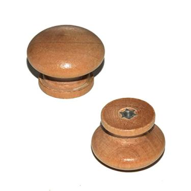 Imagem de Flyshop Puxador redondo de madeira para gavetas, armários de cozinha, 32 mm, 10 peças