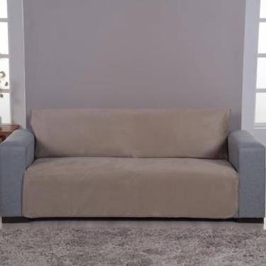 Imagem de Capa E Manta Para Sofá De 4 Lugares Suede Bege Antiarranhão