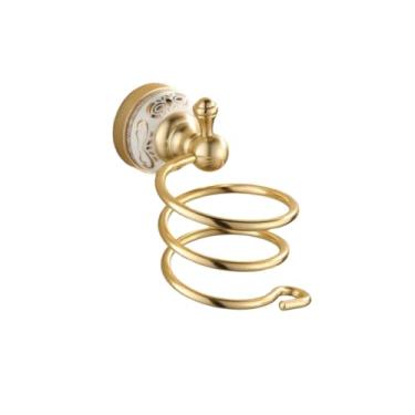 Imagem de Conjunto de hardware de banheiro de alumínio dourado prateleira de toalha de banho escova de toalete barra de toalha conjunto de banheiro, suporte de secador de cabelo