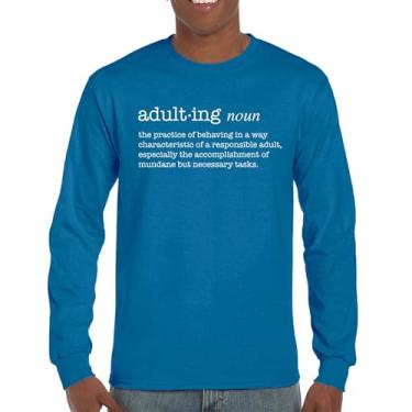 Imagem de Camiseta de manga comprida com definição de adulto divertida Life is Hard Humor Parenting Responsibility 18th Birthday Gen X, Azul, XXG