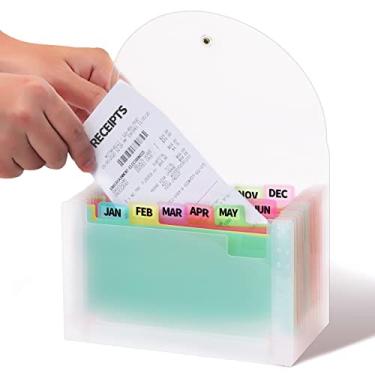 Imagem de H4D Porta-recibos de cupom, organizador de arquivos sanfonados com 13 bolsos, 18 x 11 cm, colorido