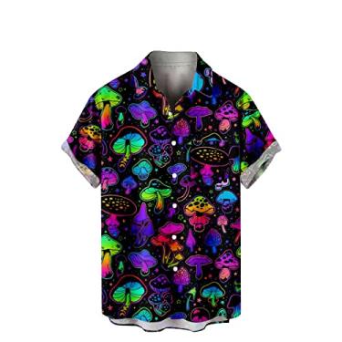 Imagem de Camiseta de praia masculina verão outono manga curta havaiana tropical camiseta masculina 2024 moda ajuste regular Y2K, W-14 multicolorido, XG