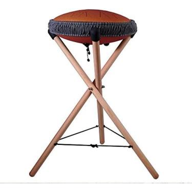 Imagem de Suporte dobrável para handpan, tripé reforçado em madeira maciça, suporte para tarola, suporte de percussão para tambores de tarola de 10 a 14 polegadas, tambor de língua de aço