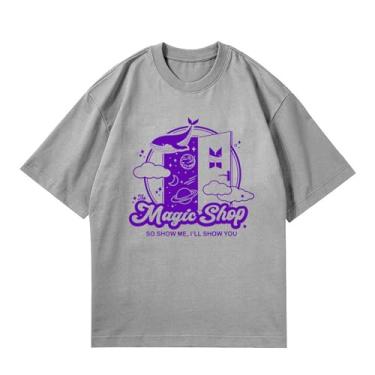 Imagem de Camiseta estampada do álbum Magic Shop do 10º aniversário, "So Show Me I Ll Show You" Camiseta de algodão, Cinza, M