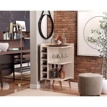Imagem de Aparador com adega horizontal canto pés palito santiago cor off white - comprar moveis em casa