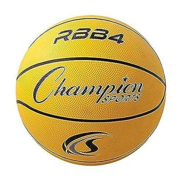 Imagem de Champion Sports Basquete intermediário de borracha, bolas de basquete resistente, equipamento de basquete premium, ambientes internos ao ar livre - materiais educativos esportivos (tamanho 6, amarelo)