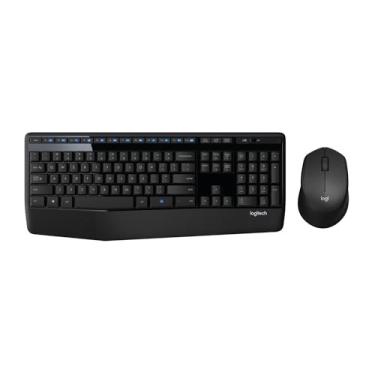 Imagem de Logitech Combo de teclado MK345 sem fio de tamanho completo com descanso para as mãos e mouse para mão direita confortável, receptor USB sem fio de 2,4 GHz, compatível com PC, laptop, preto