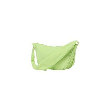 Imagem de Jeelow Bolsa pequena de lona mini bolsa transversal para celular com alça ajustável e zíper, Verde nylon pequeno
