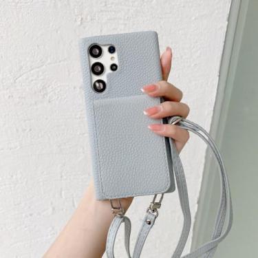 Imagem de Capa de telefone de couro crossbody para Samsung Galaxy S23 S21 FE S24 Ultra S22 Plus A54 A34 A14 A24 A35 A55 A15 A25 M54 Capa carteira, azul, para Galaxy S22 Ultra