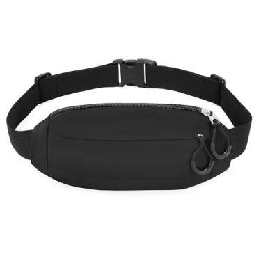 Imagem de SUOSDEY Bolsa de cinto de dinheiro para viagem, pochete masculina e feminina para caminhadas, corrida, bolsa tiracolo para passaporte, Preto, Fit waist below 53"