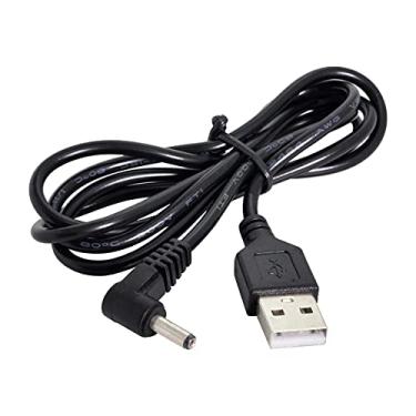 Imagem de cablecc USB 2.0 macho para ângulo reto 90 graus 3,5 mm 1,35 mm DC plugue barril 5 V cabo 80 cm